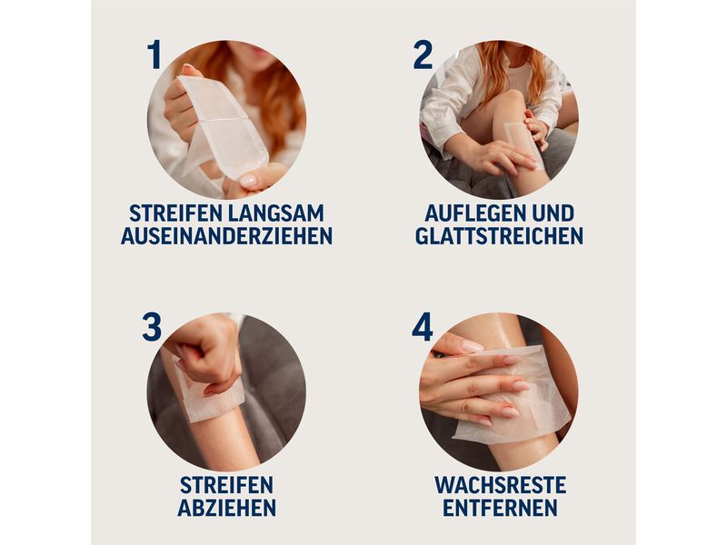 Veet Kaltwachsstreifen Körper und Beine Sensible Haut 40 St Praktische Kaltwachsstreifen mit spezieller Gel Formel und Mandelöl