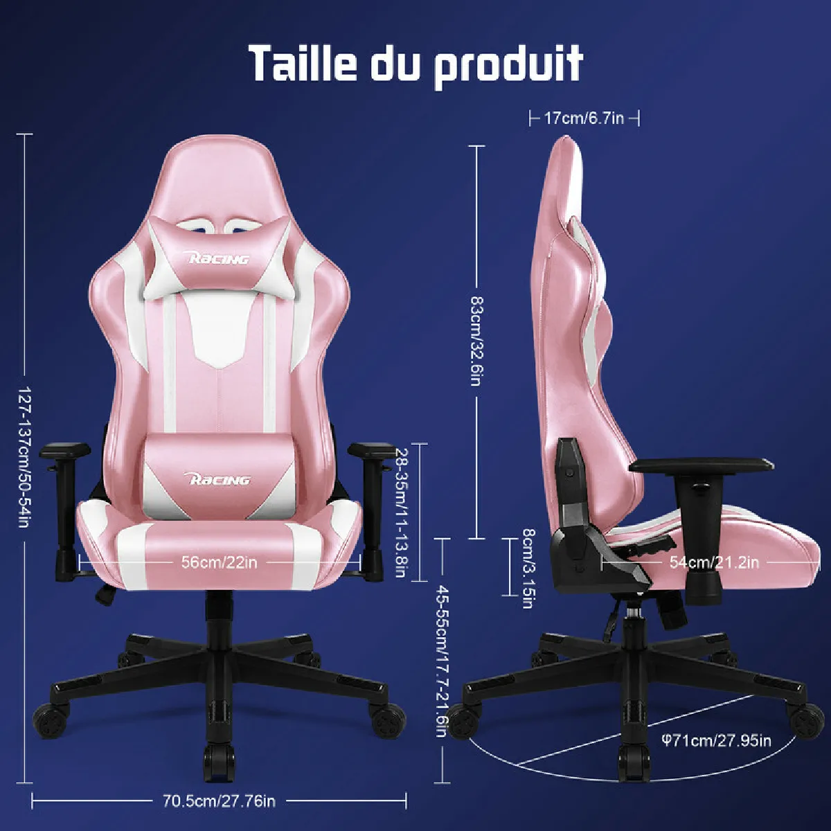 Lexzurn Chaise gaming - Rose