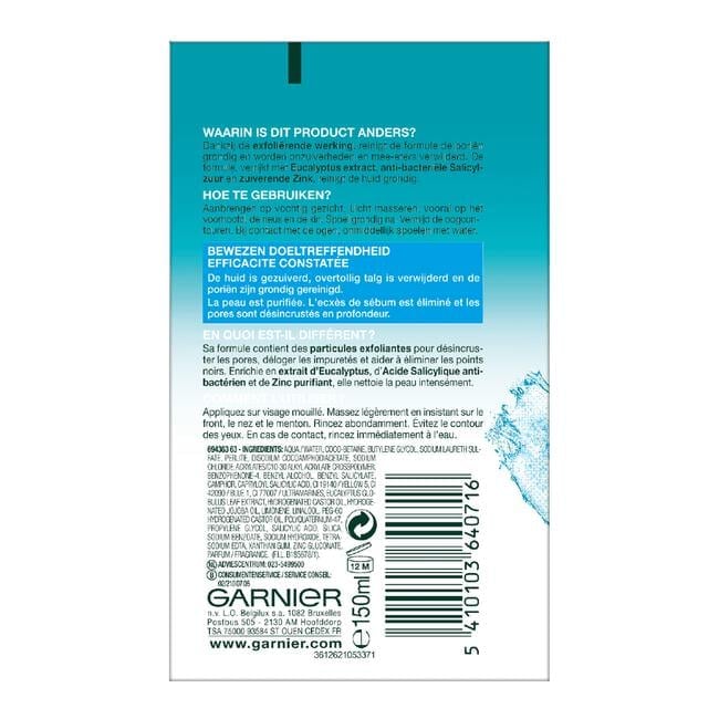 Garnier PureActive Reinigingsgel Anti-Mee-Eters 150 ML