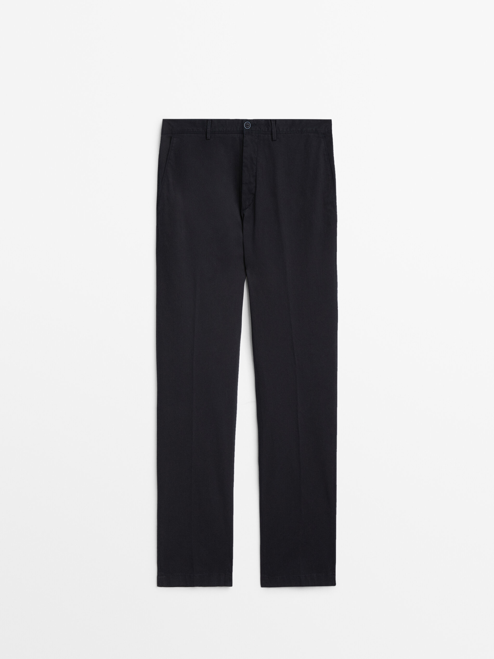 Calça chino de corte regular em mistura de algodão - AZUL MARINHO