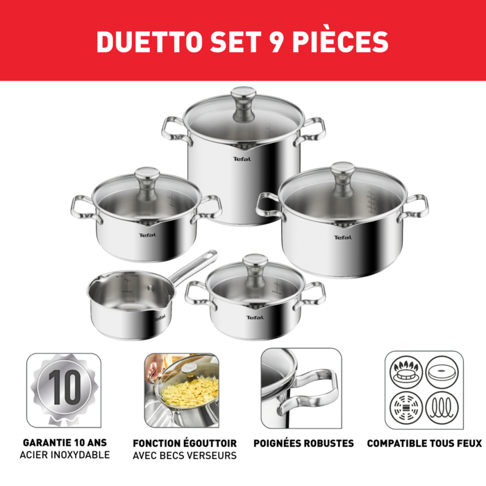 Duetto On Batterie de cuisine 9 pièces