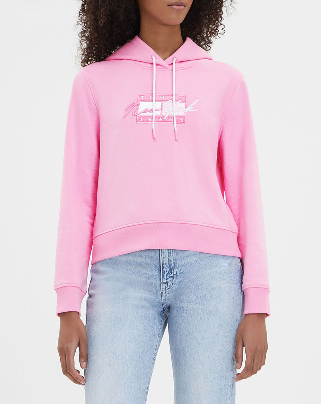 Tommy Jeans Sweat en Coton Bio cropped tommy flag rose
