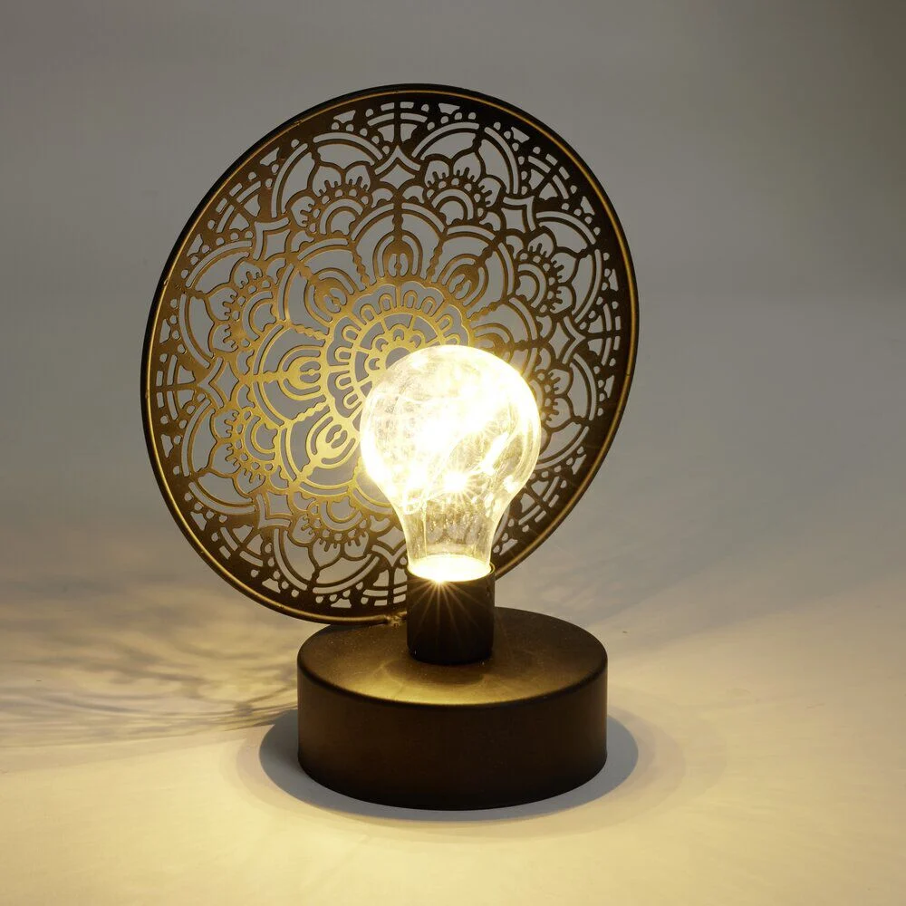 Lanterne LED rosace métal noir 18x10xH21,5cm