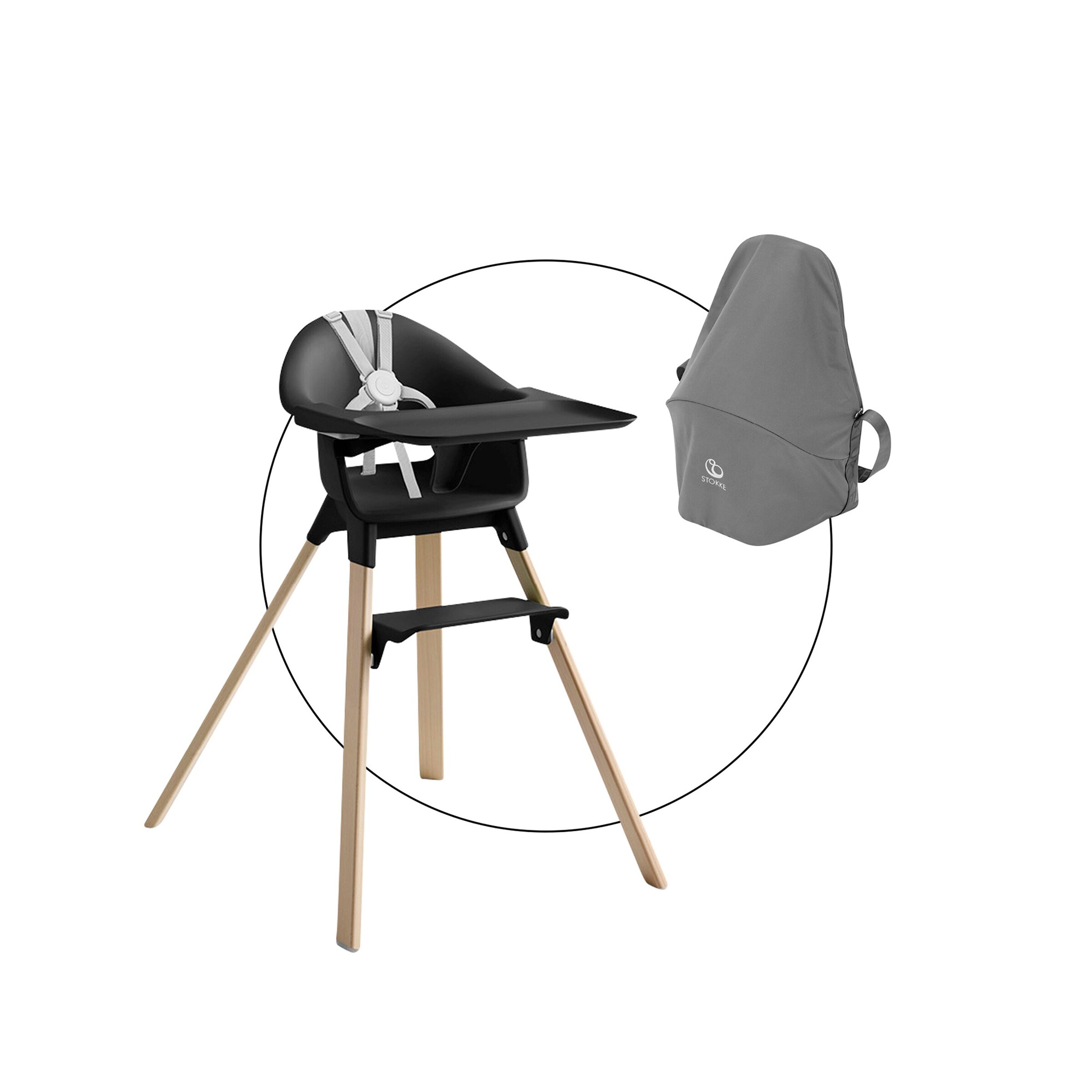 Stokke® - CLIKK™ Bundle Hochstuhl Clikk inkl. Travel Bag Black Natural