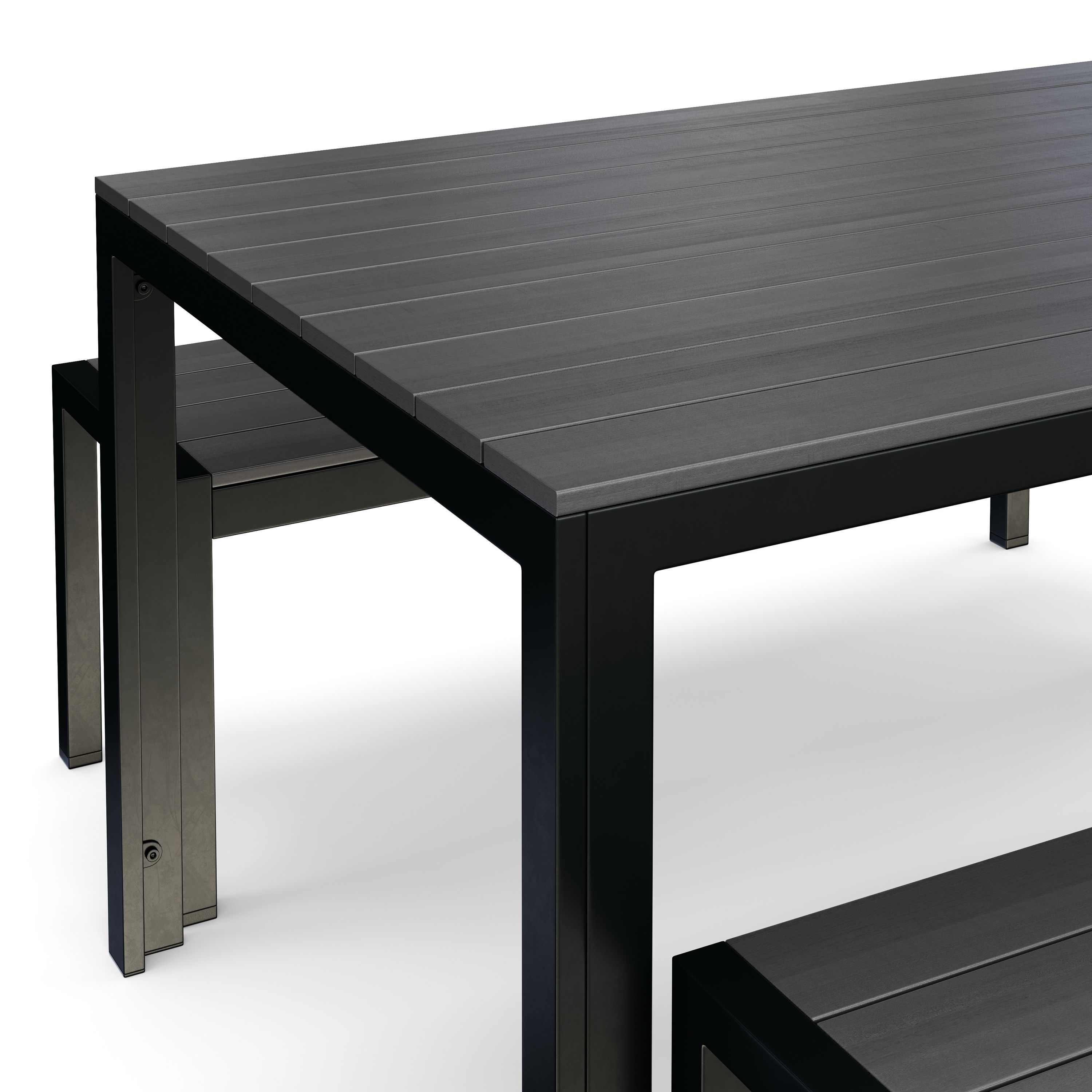 Gartenmöbel Set RIVI 2 Bänke anthrazit/schwarz