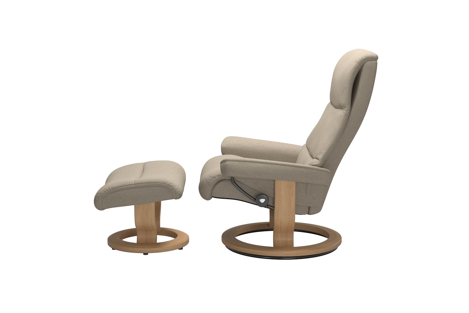 View (M) lenestol med krakk Tekstil Calido Light Beige - Classic - Eik