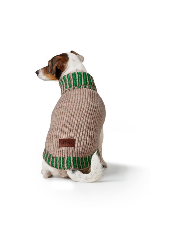 Hunter - Hundepullover Odense 45 + hat, Beige/grøn