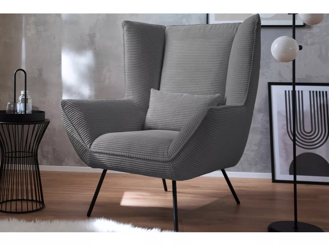 Fauteuil - Gris Velours côtelé - IVA