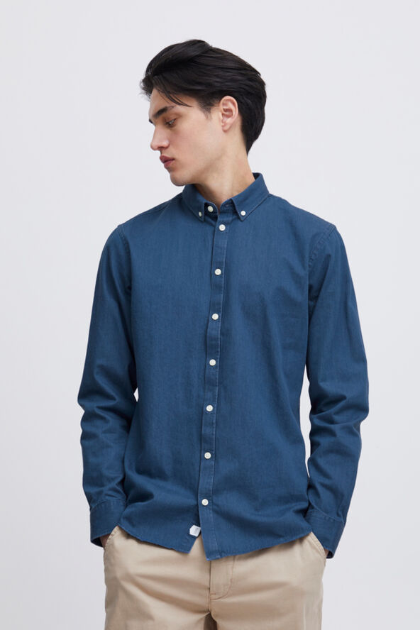Casual Friday CFANTON BD LS denim chambray shirt Denim mid blue