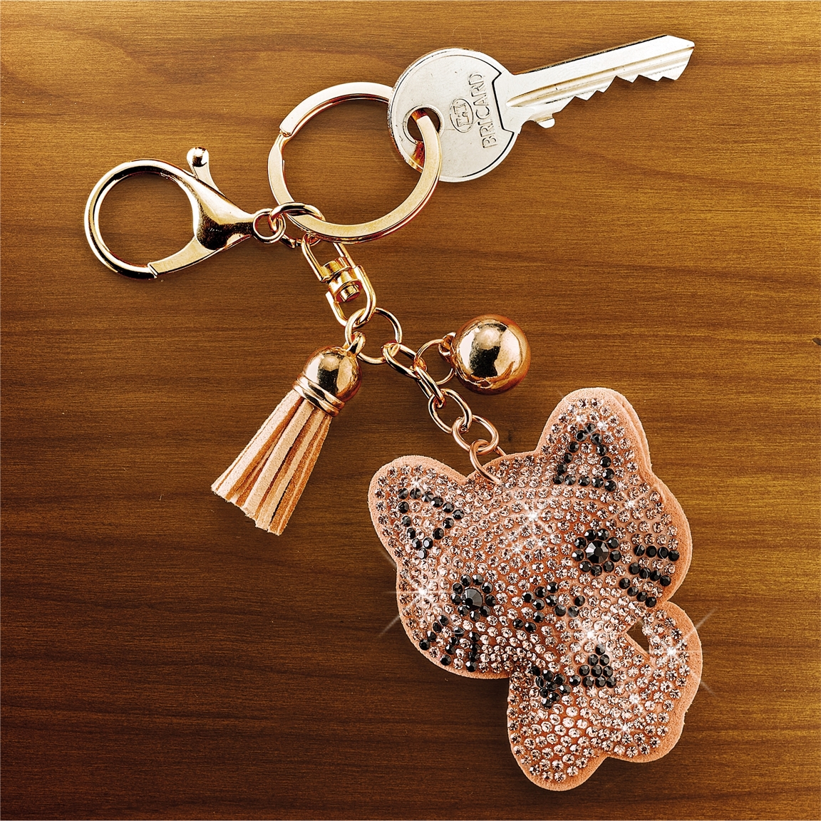 Porte-clefs chat pailletté