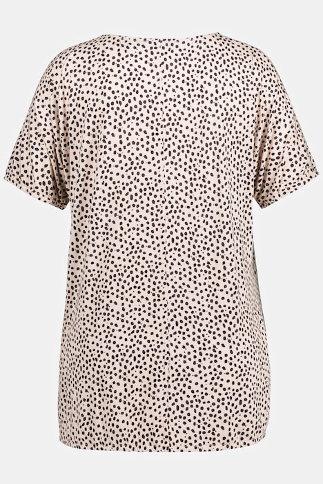 Blusenshirt, Punkte, Oversized, V-Ausschnitt, Halbarm