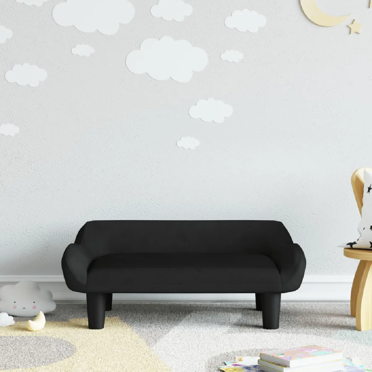 vidaXL Canapé Enfant Velours Noir