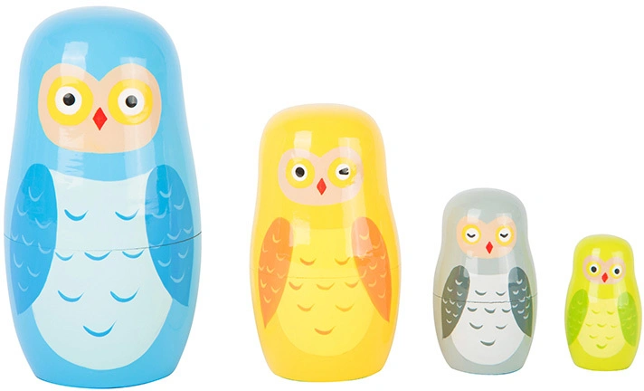 Matrjoschka EULEN-FAMILIE aus Holz