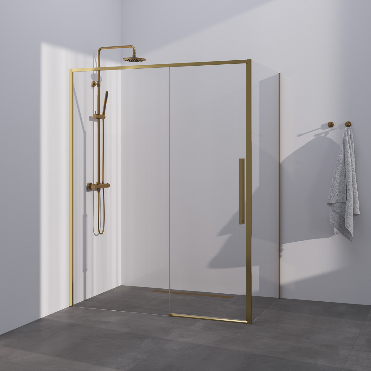 Brauer Season douchecabine met schuifdeur 160x80cm messing