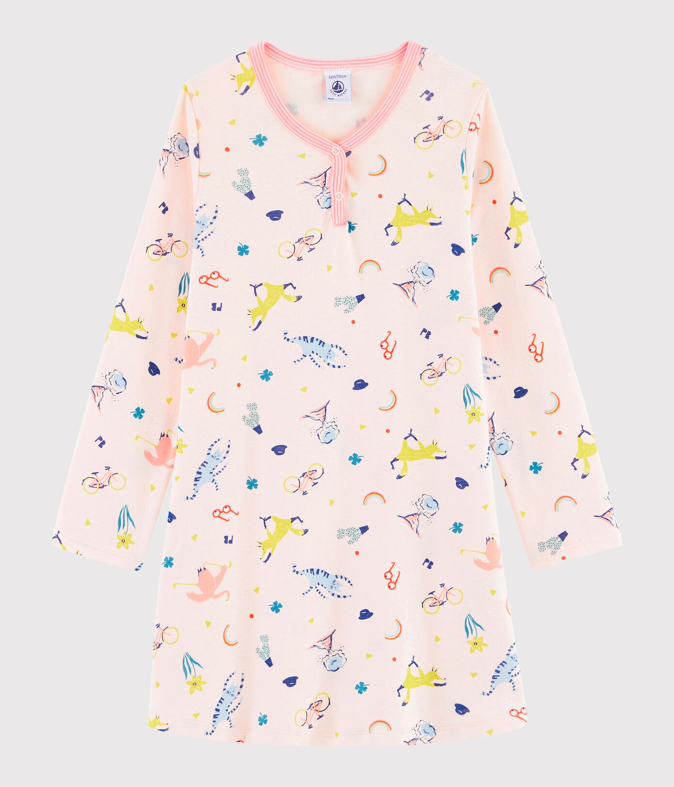 Chemise de nuit imprimé fantaisie petite fille en côte