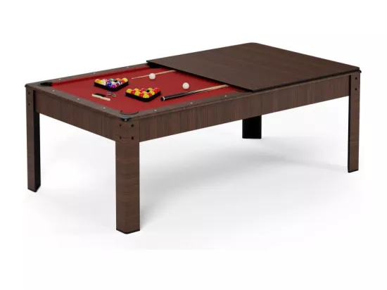Billard Américain convertible table 4places KITBILL 5FT - 183 x 102 x 78 cm Plateau dînatoire et accessoires inclus - Marron