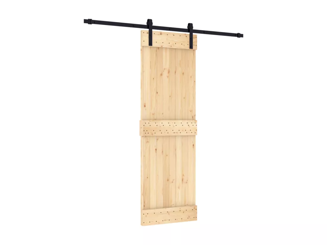 Porte coulissante et kit de quincaillerie 70x210 cm pin massif
