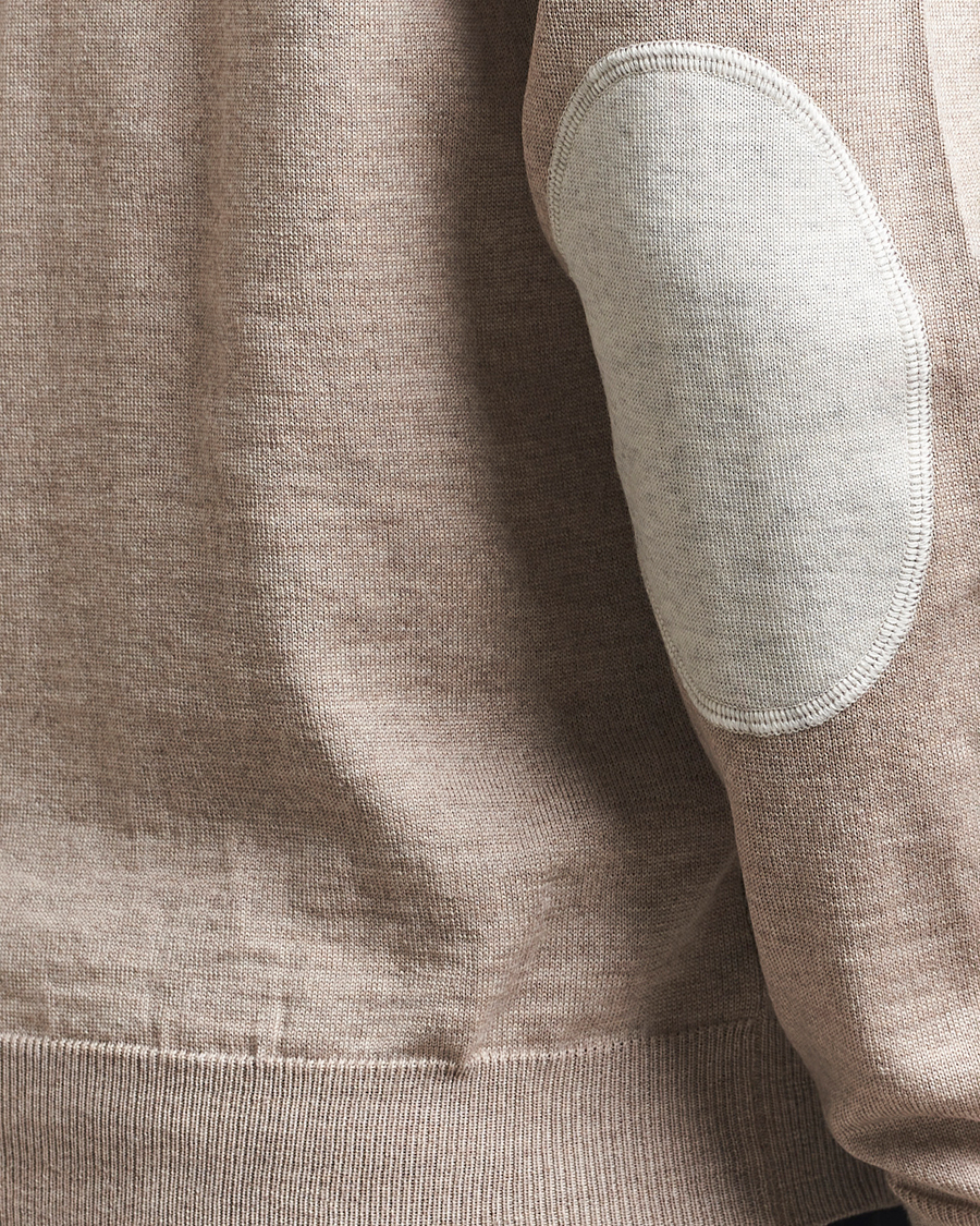 Stenströms Merino Patch Crew Neck Beige