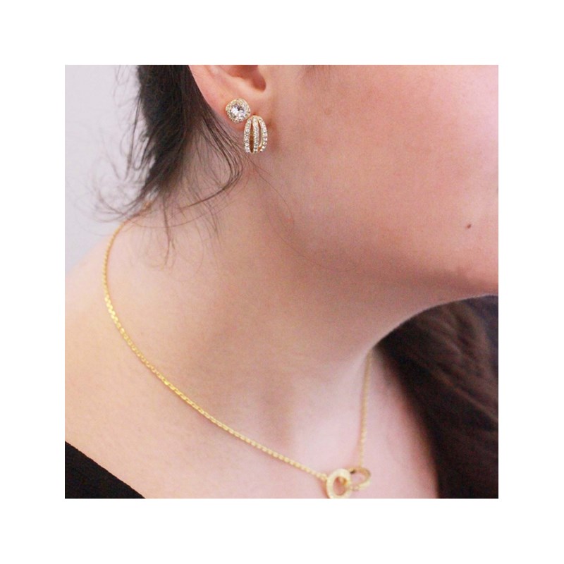 Boucles d'oreilles Elegant - Doré et Cristal