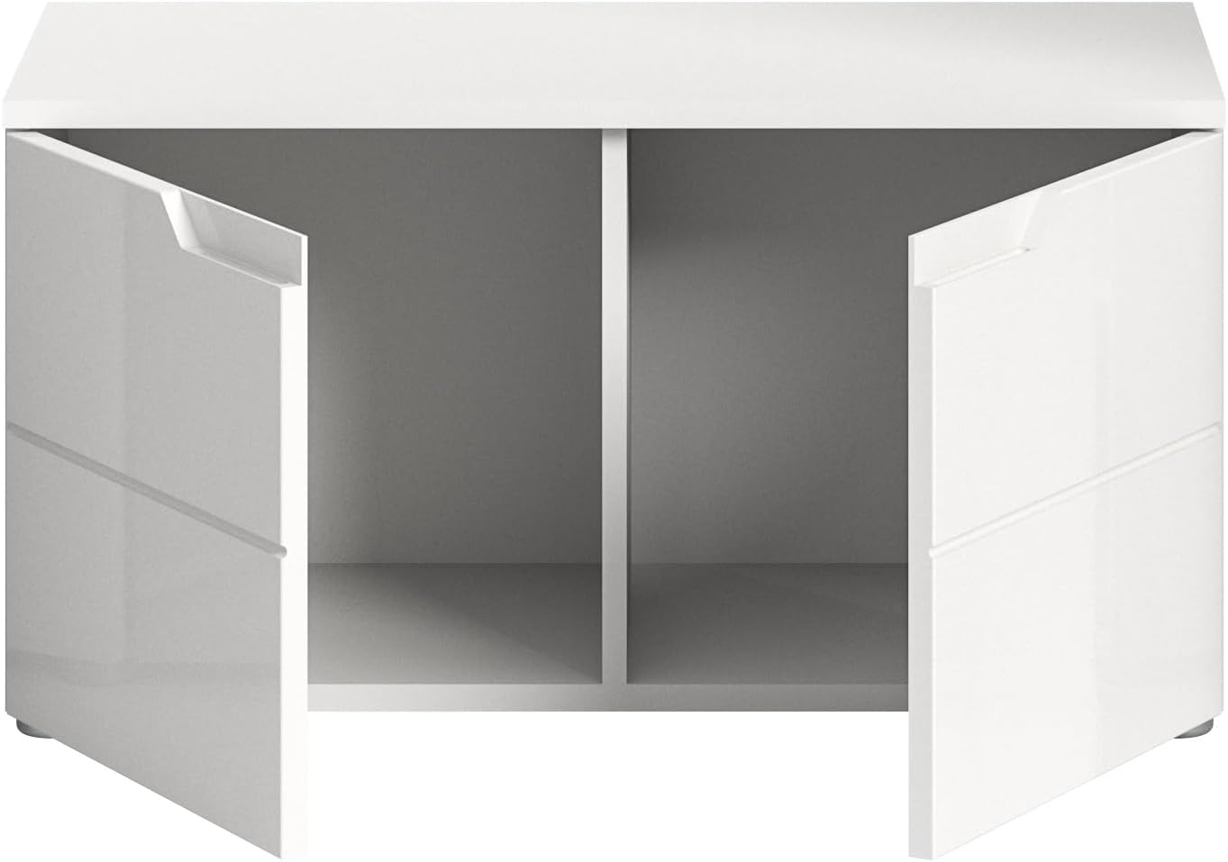 xonox.home - Sitzbank Solero 80x43x37 cm in Front weiß Hochglanz Tiefzieh Korpus weiß - Garderobenbank Flurbank Truhe - modern, praktisch und funktional