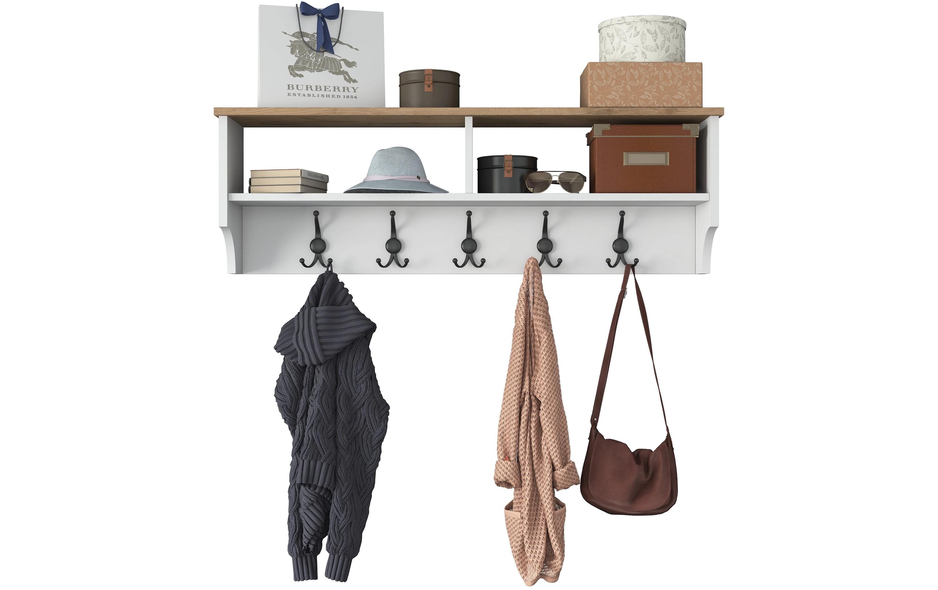 Wandgarderobe P2 - 2460 120 cm x 37.2 cm, WeissHochwertiger Hallenstand
