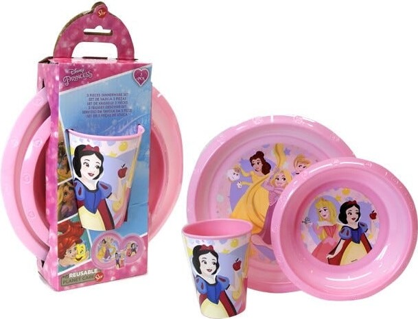 Disney Princess - Tallerken Sæt Og Kop - Euromic - 3 Dele