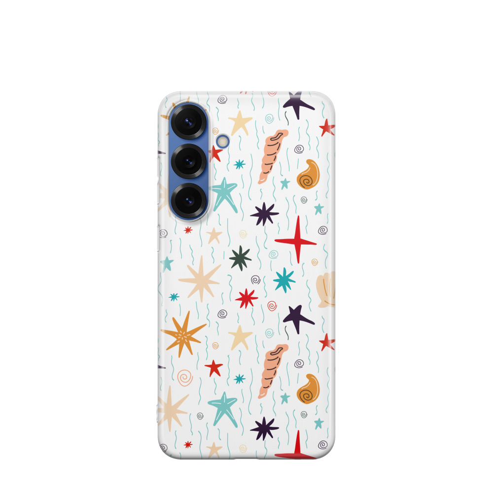 Samsung Galaxy S25 Plus Gummi Hülle Meeresmuster - Weiss
