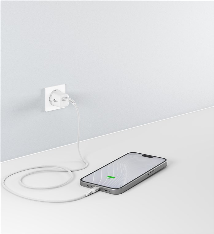 (50cm) 60W USB C auf USB C Ladekabel Textil Datenkabel mit Metallstecker (70192) - Weiss