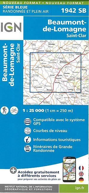 IGN - 1942 SB BEAUMONT DE LOMAGNE 1 25 000