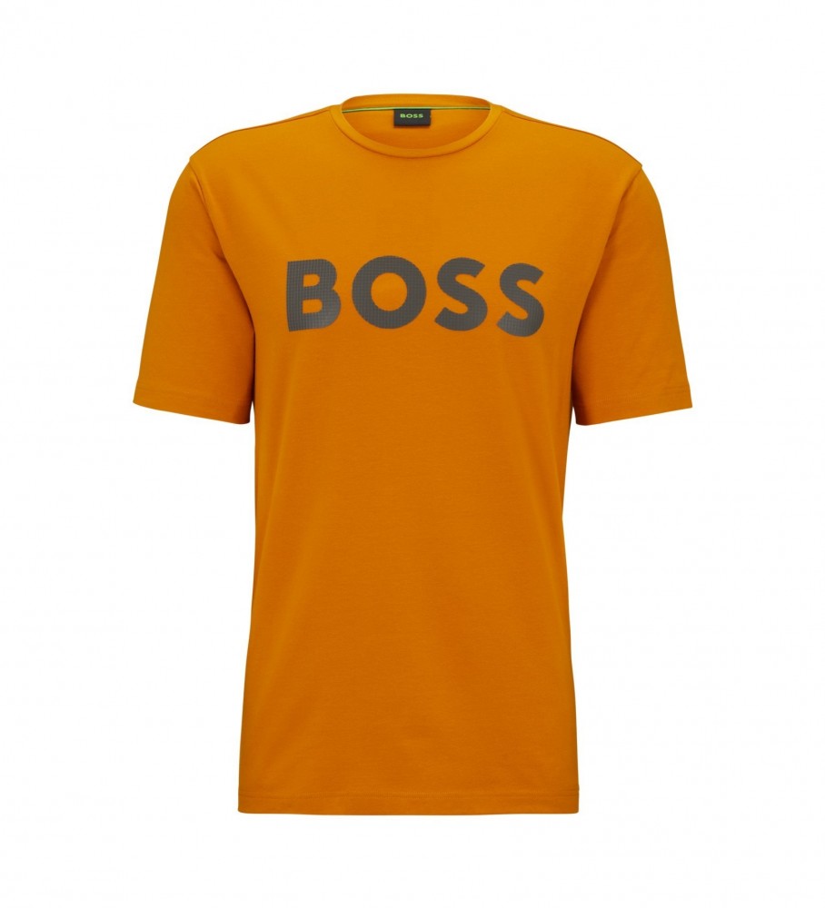 Camiseta BOSS Mostarda com Logo Refletivo