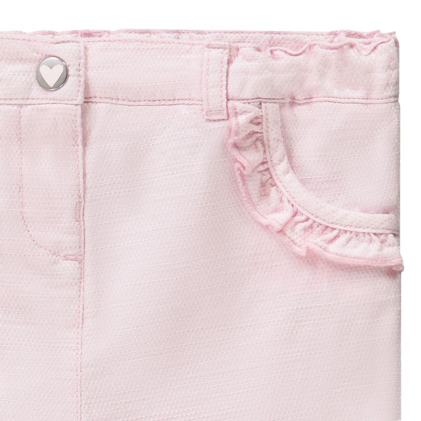Short uni en toile fantaisie avec détails volantés pour bébé fille - Rose