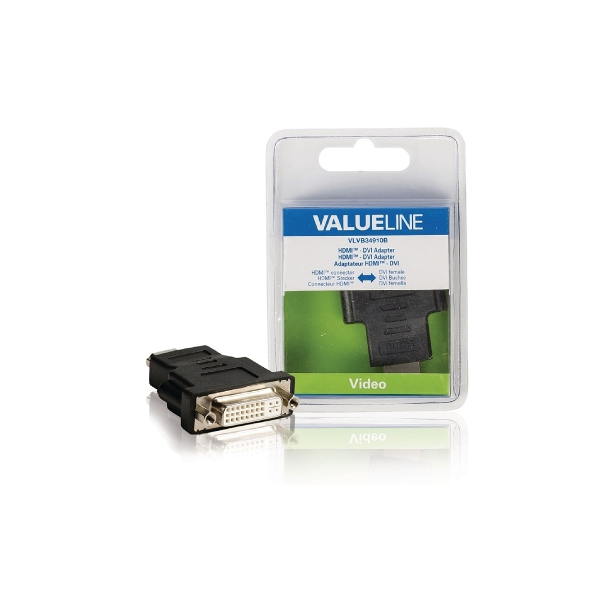 Valueline High Speed HDMI med Ethernet Adapter HDMI Kontakt - DVI-D 24+1p Hun Sort