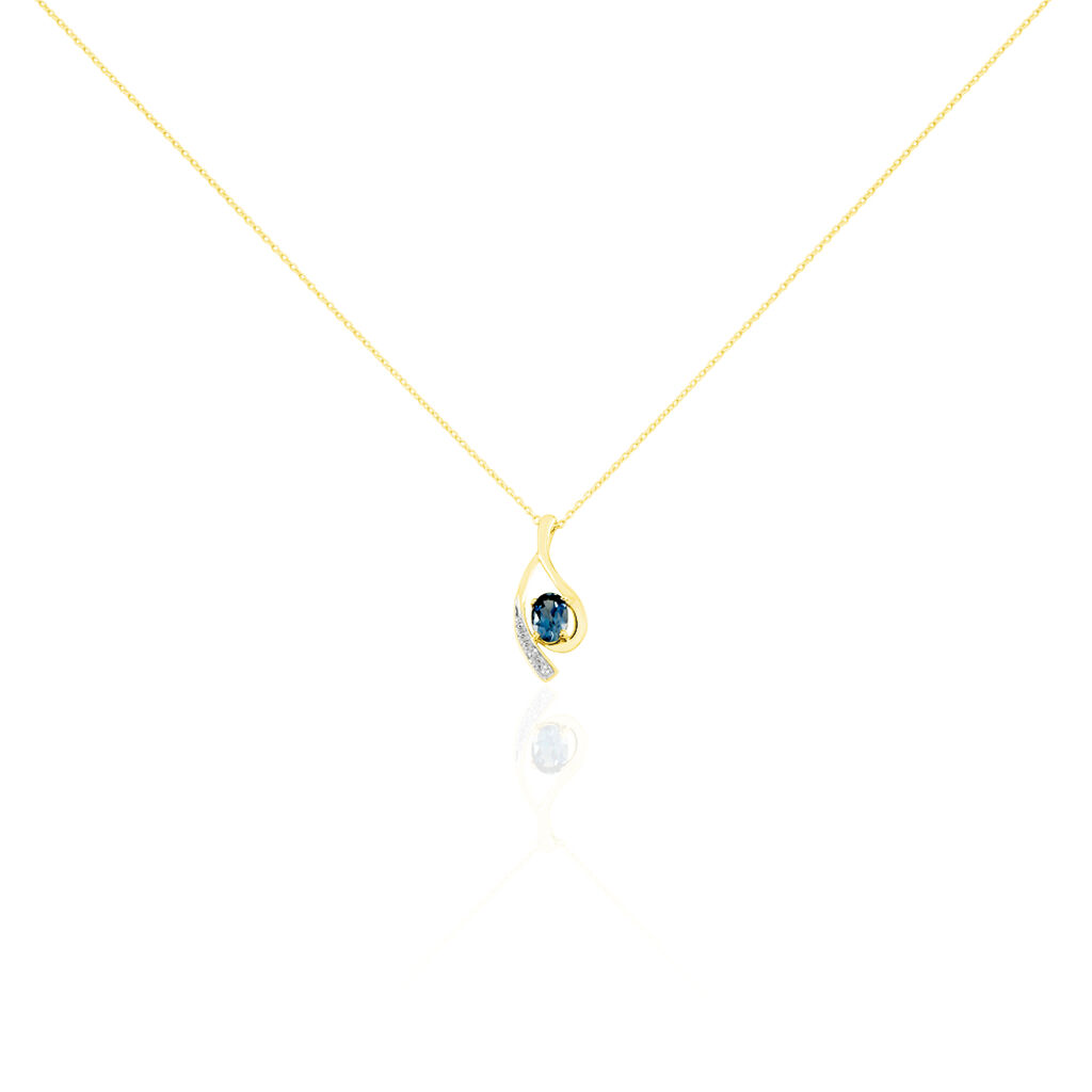 Collier Or Jaune Sagesse Topaze Oxydes De Zirconium