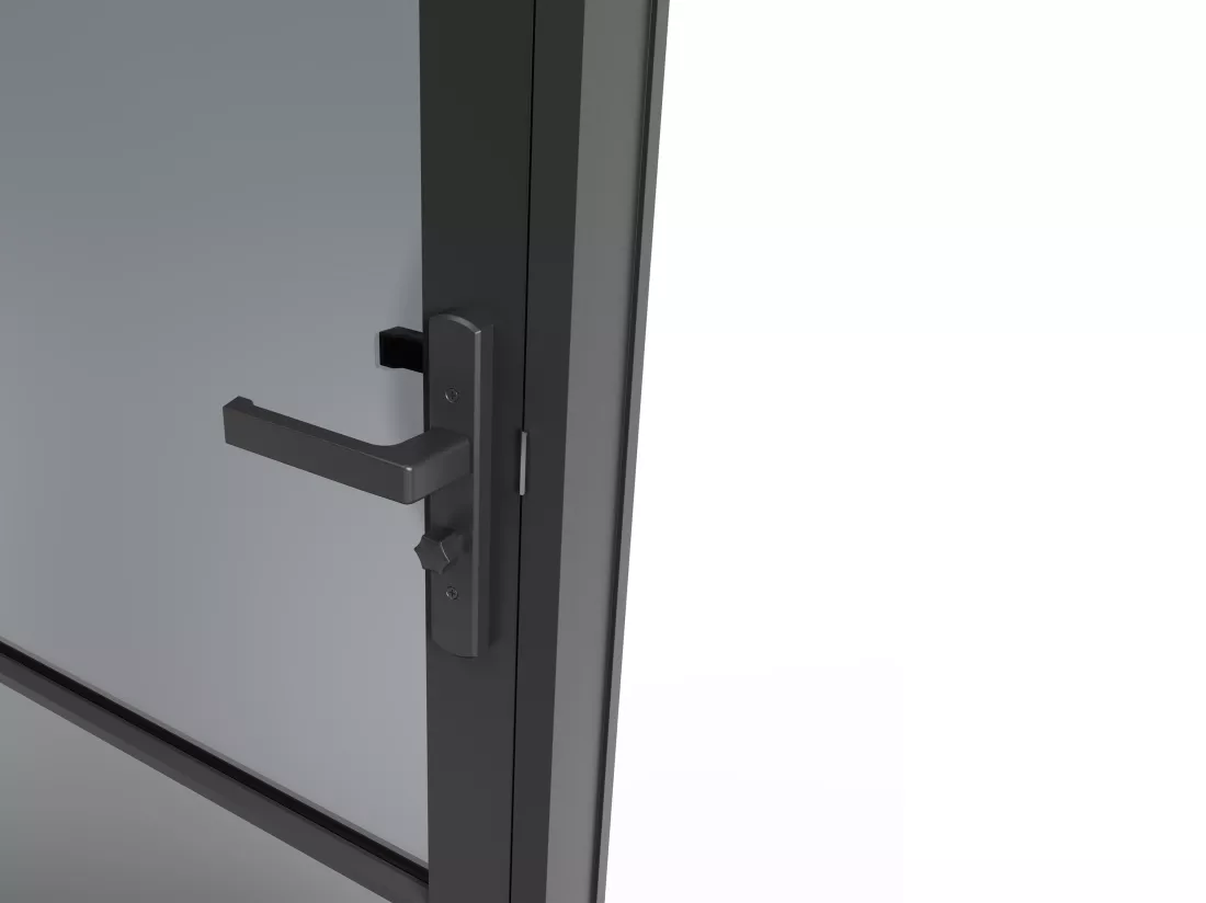 Bloc porte réversible en aluminium et verre trempé fumé - H204 x L93 cm - Noir - MASERU