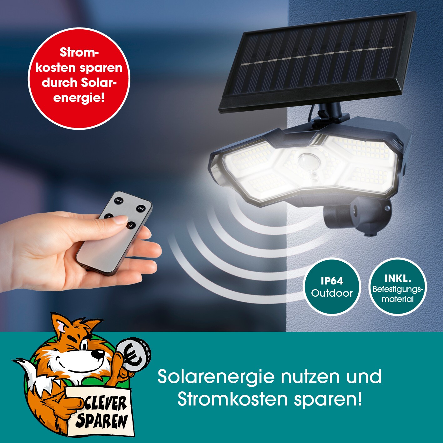 EASYmaxx Solar-Leuchte 3,7V schwarz