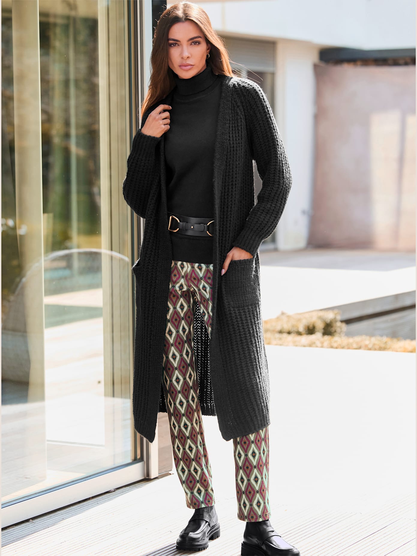 Manteau en tricot tricot côtelé moderne