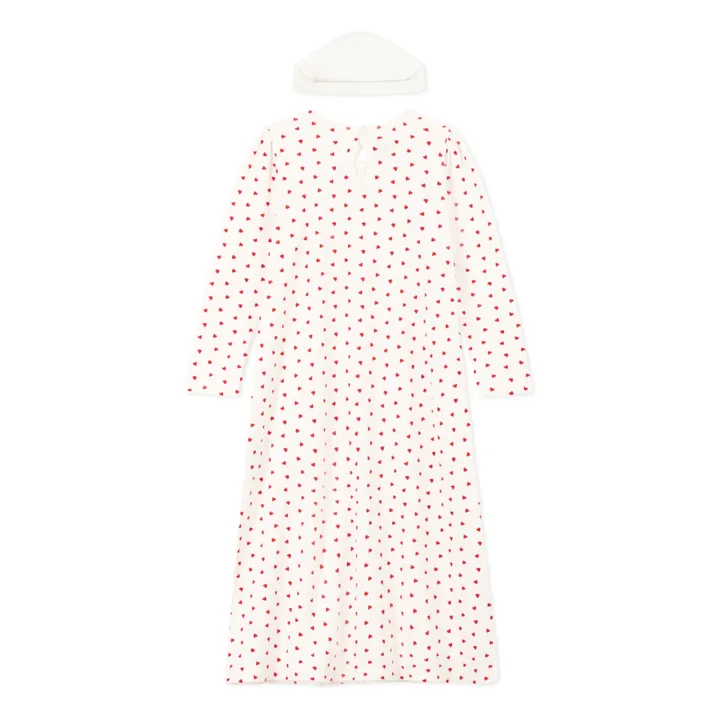Petit Bateau Chemise de Nuit + Tiare Cœur en Velours | Ecru