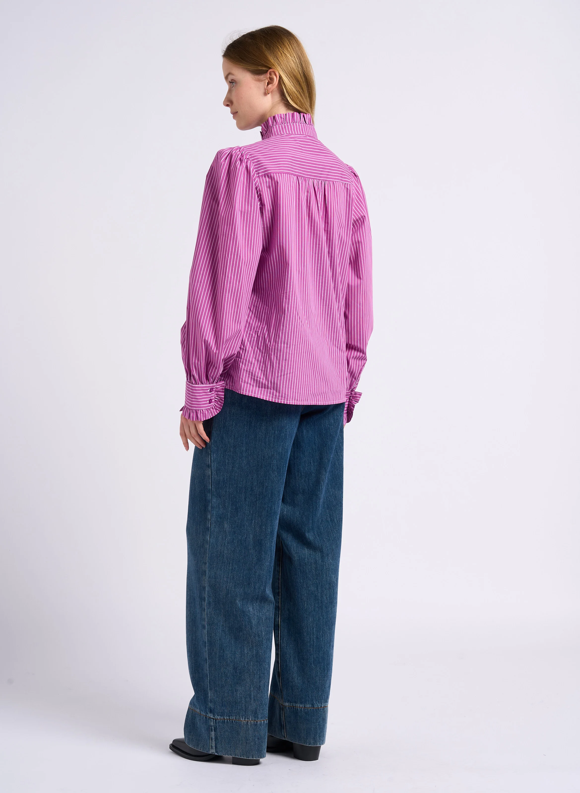 LEONY - Chemise rayée en coton mélangé | Violet