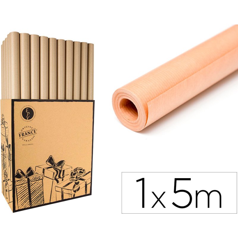 Rouleaux kraft veritable brun 1x5 m  recycle 100%
