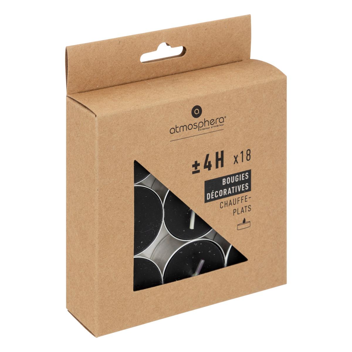 BOUGIE CHAUFFE PLAT HUGO NOIR D.3.75CM X18 PIECES