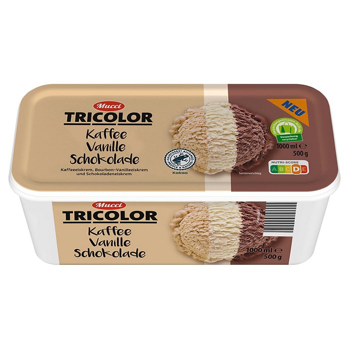 MUCCI Eisschale Tricolor 1 l, Cafe-Vanille-Schoko