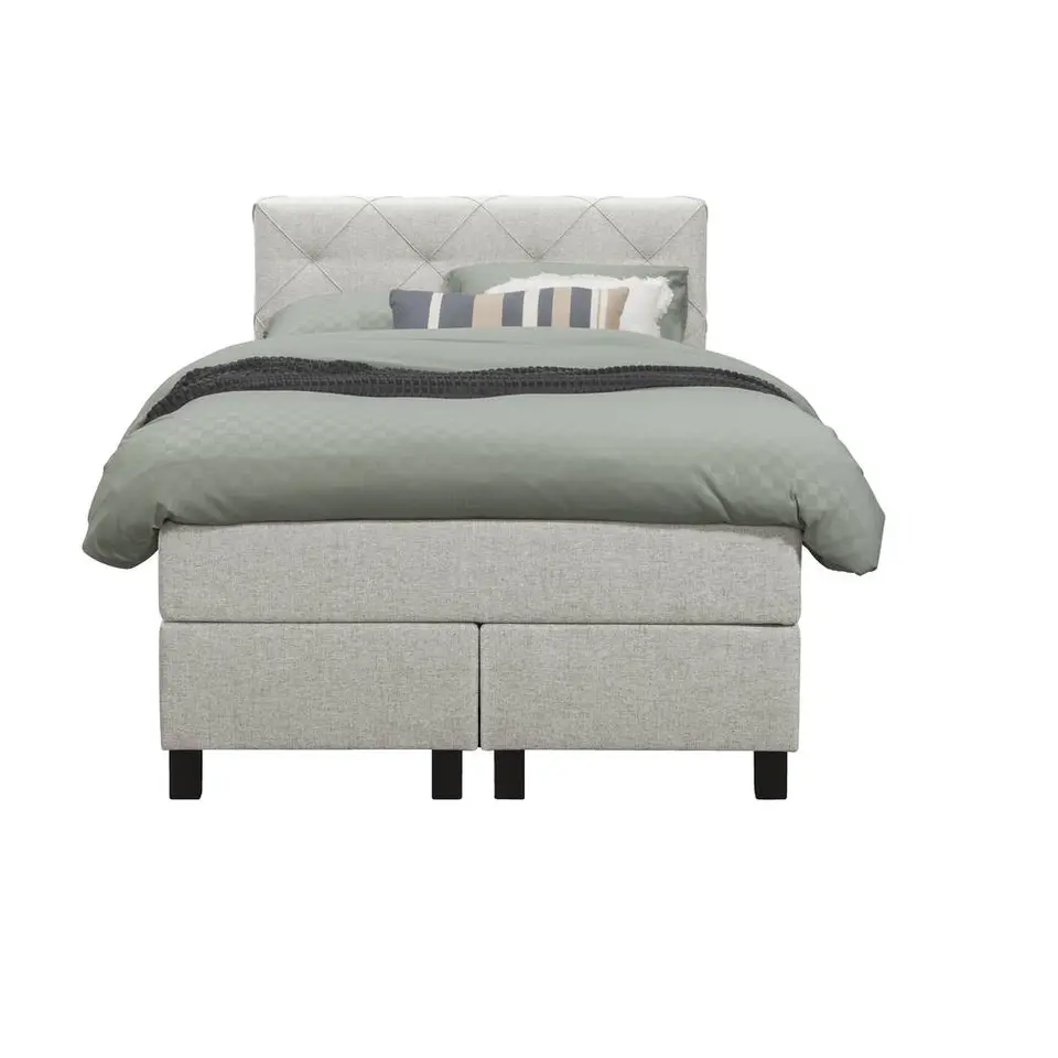 Boxspring Liv geruit - ecru - 120x200 cm - vierkante poot