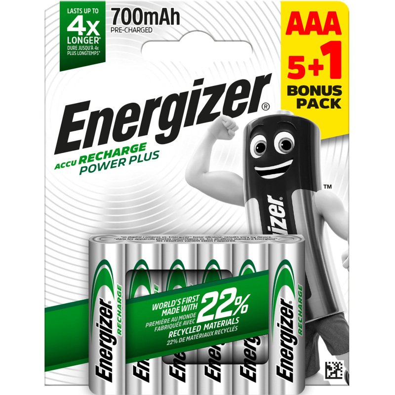 Energizer rechargeables - Pack de 6 accus AAA/HR03 1,2 V