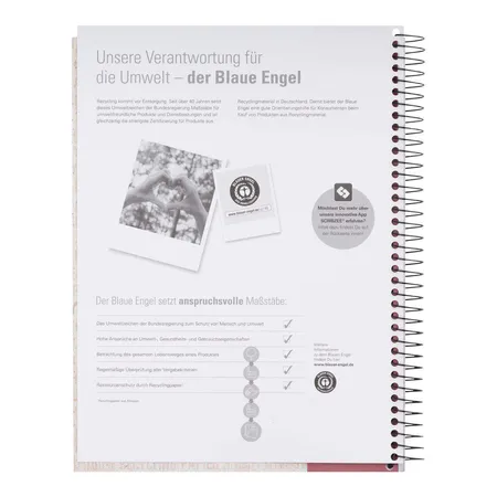 Oxford Recycling Collegeblock A4+, 120 Blatt, kariert mit Doppelrand, 90 g/m², 4fach gelocht, Optik Paper®