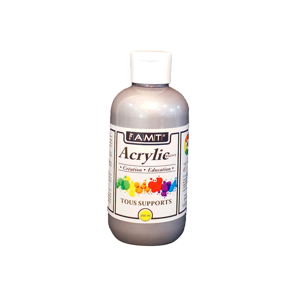Peinture acrylique métallisée étain 200ml