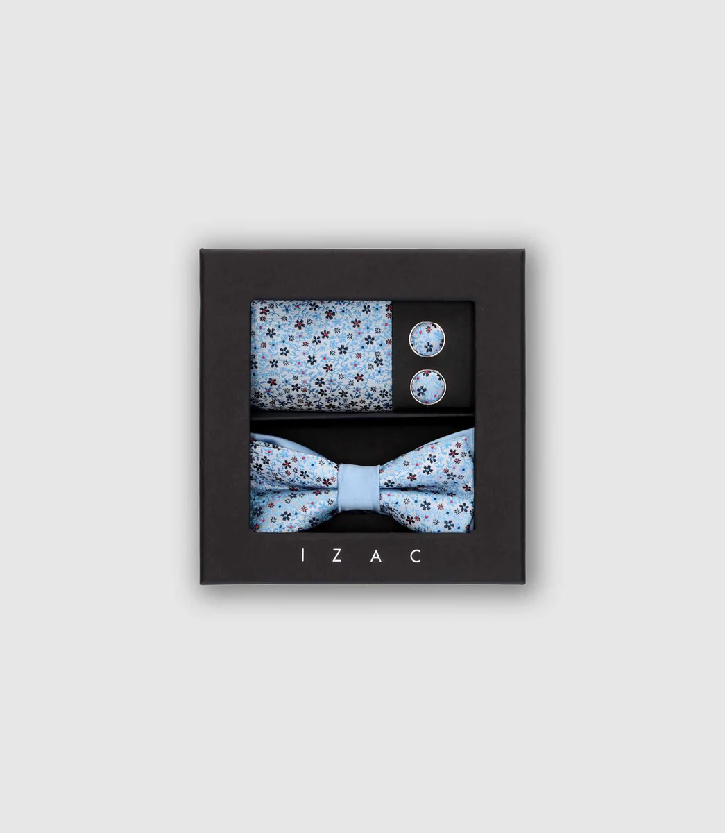 Coffret noeud papillon et boutons de manchette bleu ciel BOXULMUS