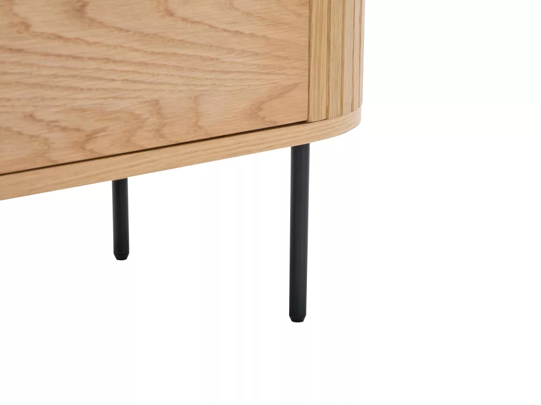 Meuble TV avec 2 portes placage chêne et métal - Naturel clair et Noir - CARDIONA