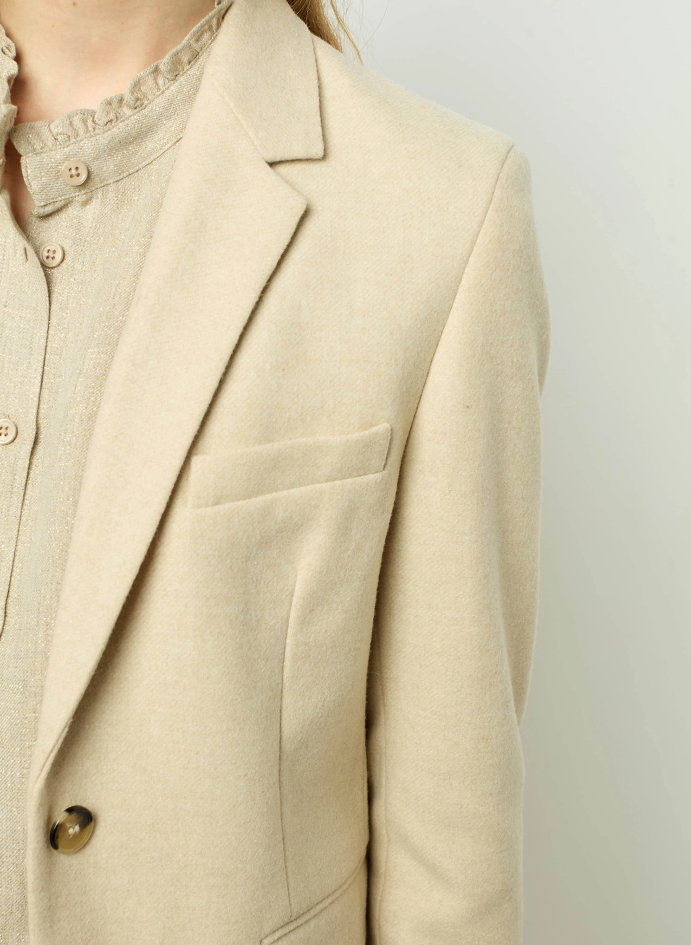 MANON - Veste tailleur droite en laine mélangée | Beige