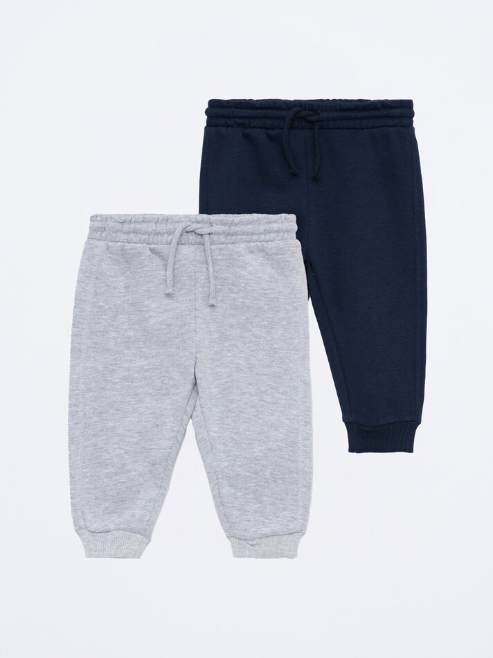Conjunto com 2 calças de fato de treino lisas - Azul-marinho