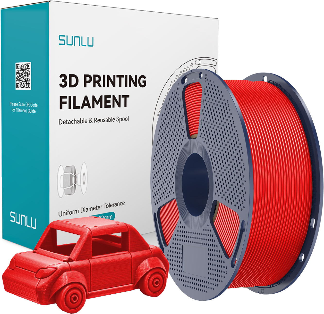 SUNLU  PETG Red, 1,75 mm / 1000 g    Zähes, leicht zu druckendes PETG Filament